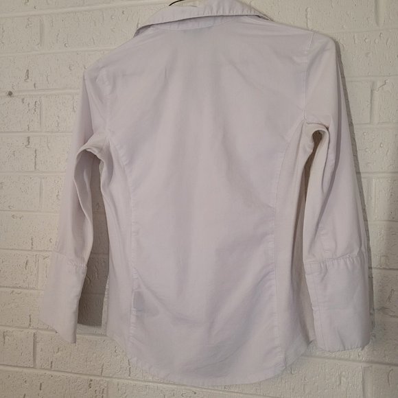 zac & rachel off-white 3/4 sleeve button down stretch office top - Picture 2 of 7